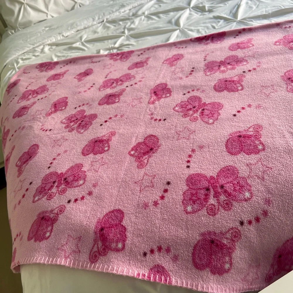 Vintage•Limited Too•Butterflies & Stars Soft Plush Pink Graphic Throw Bl… - Picture 4 of 7